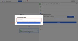 Entering a connection name to organize your automation that tracks Zettle purchases automatically