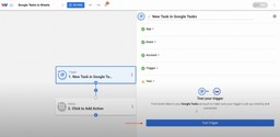 Running a trigger test to detect new Google Tasks and begin the logging automation