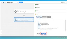 Test the Gmail action step to complete the &quot;Automate Emails with Typeform and Gmail&quot; integration.