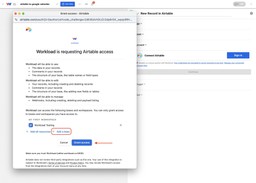 Granting access to an Airtable base so Workload can send Airtable Records into Google Calendar Events