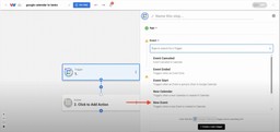 Choosing &quot;New Event&quot; as the trigger for syncing calendar events with tasks.