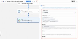 Slack action mapping fields—Channel, Message Text, and Bot Name—to Send Odoo Leads to Slack.