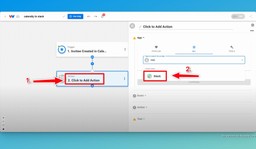 To setup the action step, click the &quot;Ciick to Add Action&quot; step and then choose Slack from the list of available apps.