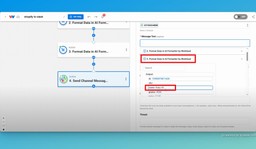 Map the data you want to use from previous steps in your message.