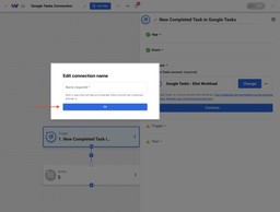 Enter a connection name for the Google Tasks account.