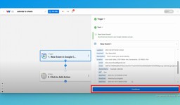 Click &quot;Continue&quot; to move on to the action step.