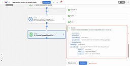 Success confirmation showing Slack mention data stored in a Google Sheet after running the automation.