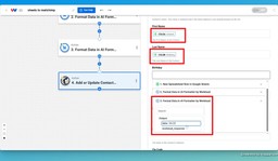 Map the data from the trigger and AI Formatter steps into the Mailchimp fields to setup your Google Sheets Mailchimp Integration.