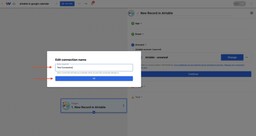 Naming the Airtable connection inside Workload for easier reference