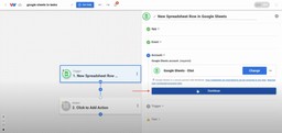 Connecting a Google Sheets account in Workload for task automation.