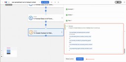 Success message showing HubSpot accepted the new contact data from the automation.