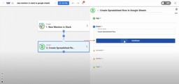 Choosing &quot;Create Spreadsheet Row&quot; in Google Sheets to Track Slack Mentions in Google Sheets Automatically 💬.