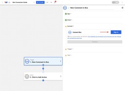 Box connection setup step inside a Workload automation showing the blue Sign in button.