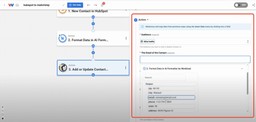 Map the data from the previous steps that you want to add to Mailchimp.