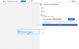 Google Calendar account successfully connected and ready for use in Workload.