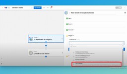 Select the calendar that you want to monitor for new events from the dynamic dropdown.