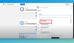 Select the &quot;Create Patient&quot; action event in DrChrono.