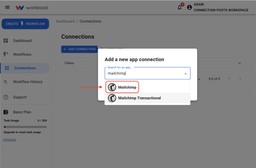 Search for Mailchimp in the connection popup and select it to authorize.