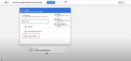Selecting Google Calendar as the trigger app in Workload’s automation builder.