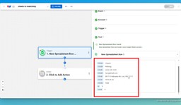 Review the Google Sheets trigger response and decide upon the details that you will want to use in the Mailchimp step.