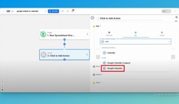Choose Google Calendar as the Step 2 action app.
