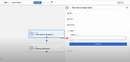 Selecting the task list to monitor for new Google Tasks