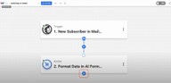 Click the plus sign to add a third step to your automation after formatting the data.