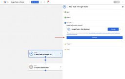 Continuing to set up the automation after authenticating Google Tasks