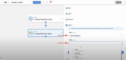Mapping Calendly invitees to Airtable by selecting a specific base and table for records.