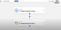Turning on the Calendly invitees to Airtable workflow inside the Workload automation editor.
