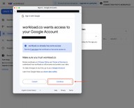 Accepting permissions to Link a Google Sheets Account to Workload through Google