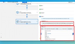 Select the Google Calendar to update and then create a prompt using data from the trigger and steps to tell Google Calendar exactly how to create the new event.