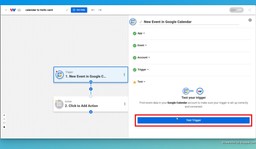 Test the Google Calendar trigger.