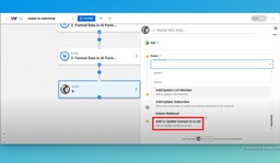 Add a new Mailchimp step and select the &quot;Add or Updated Contact in a List&quot; action event.