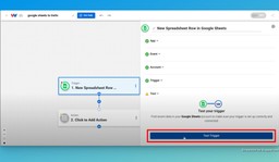 Test the Google Sheets trigger.