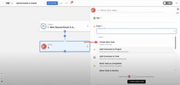 Choosing the “Create New Task” action for Todoist in Workload's action setup.