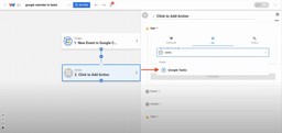 Selecting Google Tasks as the action app to create a task from calendar events.
