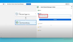 Select the action step event in Slack.