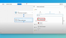 Select Google Sheets as the action app.
