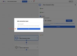 Workload dialog box prompting the user to name their new Box connection for easy identification.
