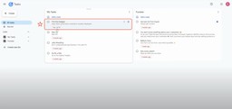 Google Tasks app view showing the new task “Trim the hedges” created from spreadsheet data.