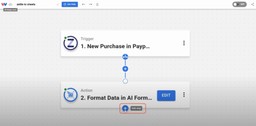 Inserting a third step into the automation to finalize how you track Zettle purchases automatically in Google Sheets