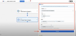 Mapping task details including title, notes, and due date for calendar events with tasks.