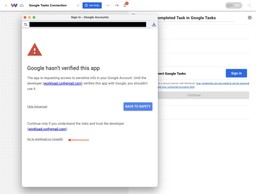 Security warning about unsafe app when authorizing connection.