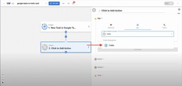 Selecting Trello as the action app in Workload.