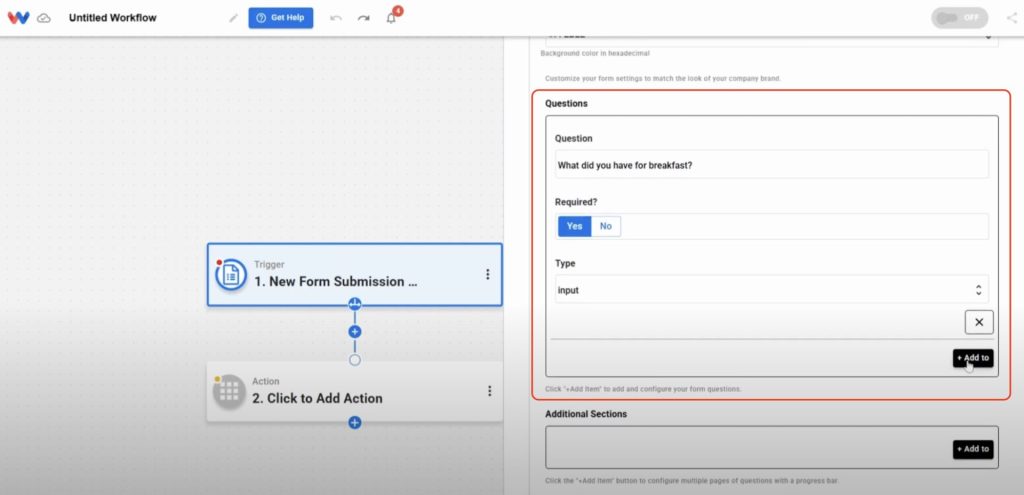 Add multiple form questions, choose the type, and set answer options to Create Custom Business Forms with flexibility.