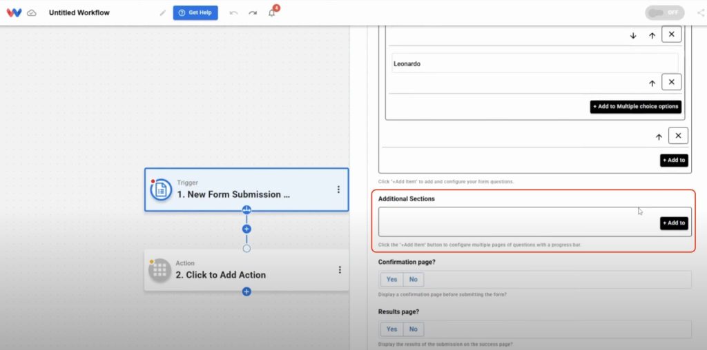 Add a new section to your form with additional questions, creating a multi-page experience for users.