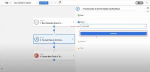 Setting the AI Formatter event to clean up data before creating Todoist tasks from Odoo.