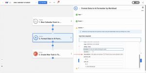 Mapping the Odoo event description into the AI Formatter input field.
