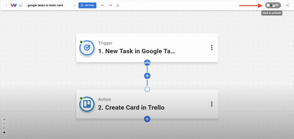 Final step to activate the automation by toggling the workflow switch to ON.